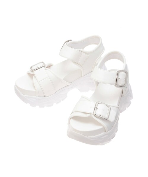 MERCURYDUO（マーキュリーデュオ）の「ダブルベルトスポサン（サンダル・レディース・オフホワイト/ブラック/インディゴ・36/38）」の3枚目の写真