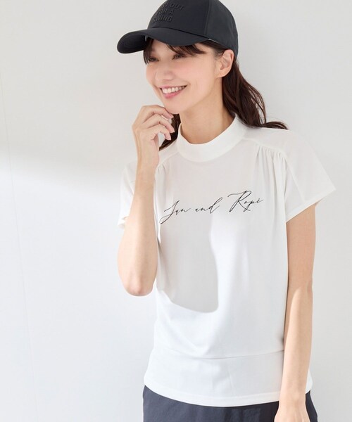 ROPE'(ロペ)の「【UV】【接触冷感】強撚スムースギャザープルオーバー(Tシャツ/カットソー・レディース・ブラック/ホワイト/ベージュ・L/M/S/XL)」の6枚目の写真