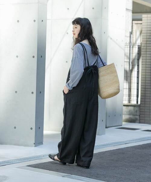 かぐれ（カグレ）の「リネンサロペット（つなぎ/オールインワン・レディース・GREGE/CHARCOAL/BLACK・Free）」の16枚目の写真