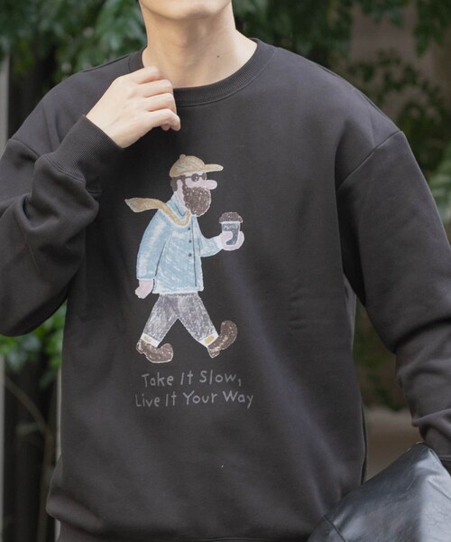 ITEMS URBANRESEARCH（アイテムズ アーバンリサーチ）の「OJISAMPO スウェットトップス（スウェット・メンズ・BIKE WHITE/BIKE BLACK/WALK WHITE/WALK BLACK・M/L）」の6枚目の写真