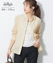 nissen | 高身長 肌ざわりやわらかストライプシャツ(トールサイズ)(シャツ/ブラウス)