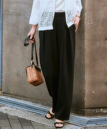 nissen | しぼサテンインタックとろみイージーセミワイドパンツ(その他パンツ)