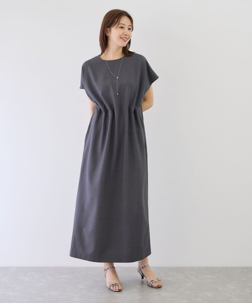 Jayro(ジャイロ)の「リネンタッチタックイージーワンピース(ワンピース・レディース・ブラック/チャコール/ベージュ・M)」の15枚目の写真