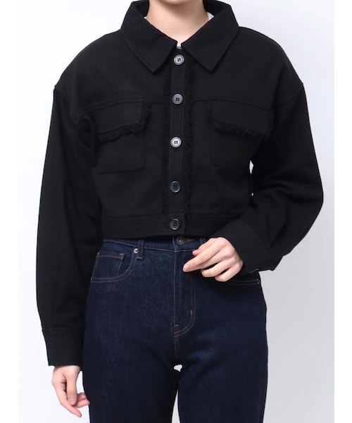 EVRIS（エヴリス）の「フリンジツイルショートジャケット（ミリタリージャケット・レディース・アイボリー/ブラック/ブルー・F）」の6枚目の写真