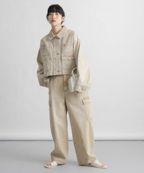 KBF（ケイビーエフ）の「WIDEデニムジャケット（デニムジャケット・レディース・BEIGE/BLUE・one）」の8枚目の写真