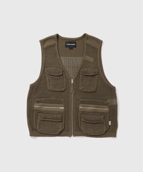 ADAM ET ROPE'（アダムエロペ）の「【YESEYESEE/イエスアイシー】KNITTED UTILITY VEST（ベスト・メンズ・ブラック/カーキ・L/M）」の4枚目の写真
