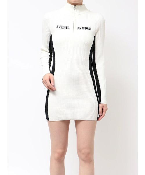 BICOLOR WIDE LINEハーフZIPニットワンピース 【公式通販】