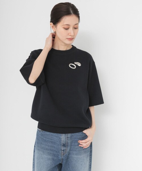 URBAN RESEARCH(アーバンリサーチ)の「コットンカシミヤハーフスリーブニット(ニット/セーター・レディース・OFF WHITE/GRAY/DRK NAVY・Free)」の22枚目の写真