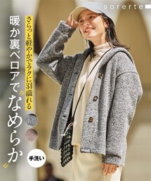 nissen | 大きいサイズ なめらか裏ベロアフード付コクーンコート(ジャケット/アウター)