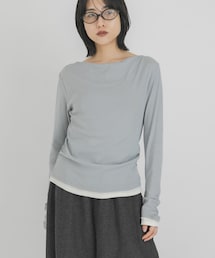 KBF | バイカラードレープトップス(Tシャツ/カットソー)