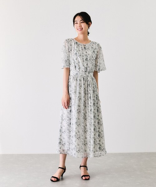 Jayro（ジャイロ）の「楊柳花柄プリントワンピース（ワンピース・レディース・ブラック系/ホワイト系・M）」の3枚目の写真