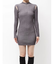 EMODA | OPEN RIB ZIP KNIT OP(ワンピース)