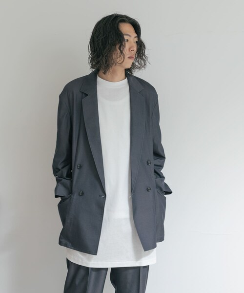 THE GOODLAND MARKET（ザグッドランドマーケット）の「『別注』MIDIUMISOLID×TGM　Double breasted jacket（テーラードジャケット・レディース・Blue/l.Beige/C.Gray・one）」の14枚目の写真