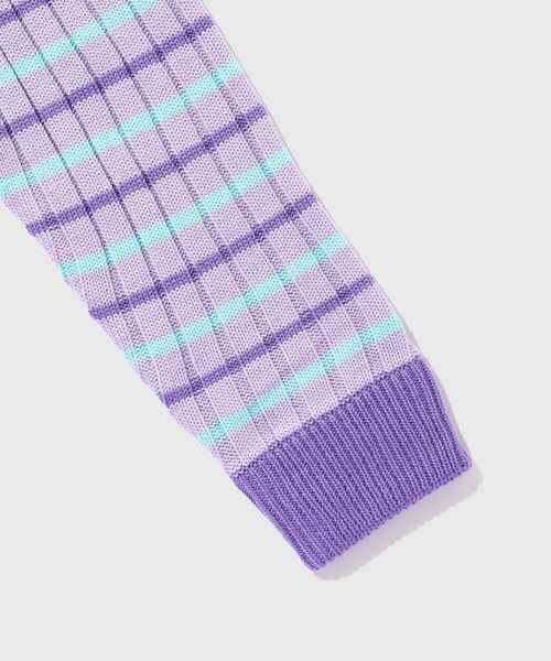 ADAM ET ROPE'（アダムエロペ）の「【RICE NINE TEN/ライス ナイン テン】RIBBED KNIT POLO SHIRT（ポロシャツ・メンズ・グレー/ベージュ/ラベンダー系・1/2）」の11枚目の写真