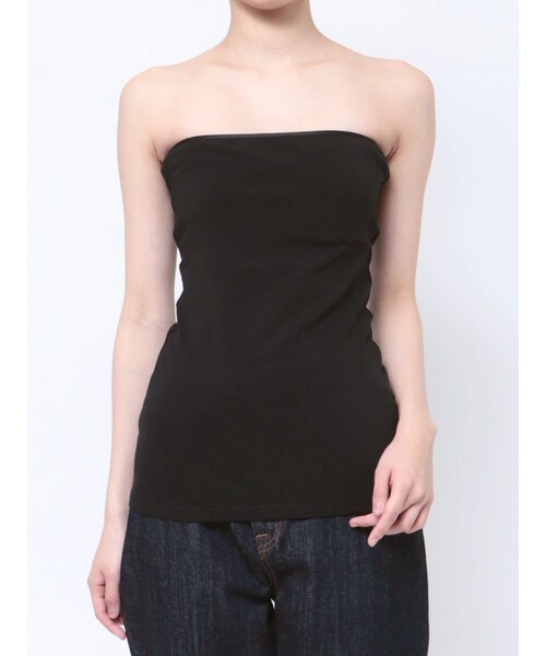 LAGUNAMOON（ラグナムーン）の「カップインベーシックベアトップ（Tシャツ/カットソー・レディース・ブラック/ベージュ/ホワイト・F）」の14枚目の写真