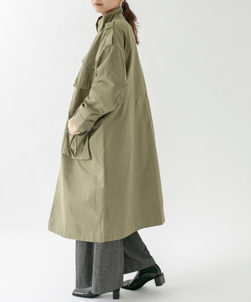 KBF(ケイビーエフ)の「ドロストミリタリーコート(ミリタリージャケット・レディース・BEIGE/KHAKI/ORANGE・one)」の19枚目の写真