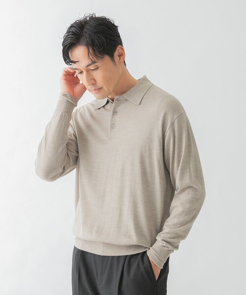 URBAN RESEARCH ROSSO（アーバンリサーチロッソ）の「イタリア糸メリノウールニットポロシャツ（ニット/セーター・メンズ・GREIGE/GRAY/DARK BROWN/NAVY/BLACK・M/L）」の20枚目の写真