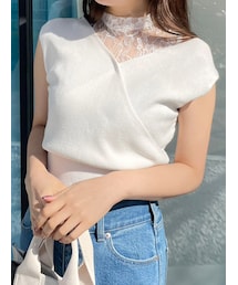 MERCURYDUO | レースドッキングカシュクールコンパクトニット(ニット/セーター)