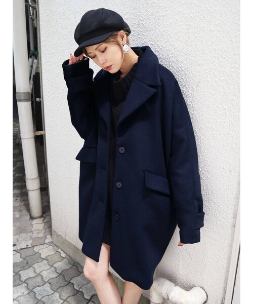 EMODA（エモダ）の「バルキーワイドコクーンコート（その他アウター・レディース・ブラック/ネイビー/オレンジ/ベージュ/グレー/ライトミックス/キャメル・F）」の3枚目の写真