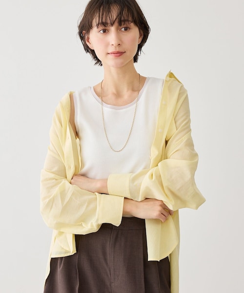ROPE' PICNIC（ロペピクニック）の「シアードッキングリブタンクトップ（タンクトップ・レディース・ブラック/ホワイト/ブラウン・F）」の14枚目の写真