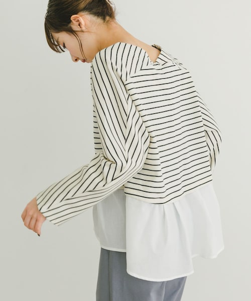 ITEMS URBANRESEARCH（アイテムズ アーバンリサーチ）の「カットミラノドッキングプルオーバー（Tシャツ/カットソー・レディース・BORDER/OFF/BLK・FREE）」の3枚目の写真