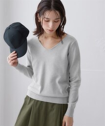 nissen | 洗えるVネックニット【毛玉になりにくいふんわりもちもち素材】(ニット/セーター)
