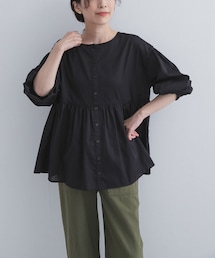 URBAN RESEARCH DOORS | コットンツイル2WAYギャザーブラウス 26AW(シャツ/ブラウス)
