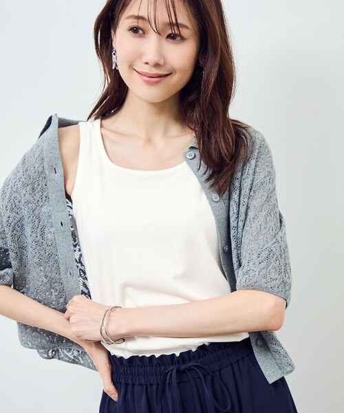 ROPE' PICNIC（ロペピクニック）の「ベーシックリブタンクトップ（タンクトップ・レディース・ブラック/オフホワイト/ブラウン/パープル系・M）」の13枚目の写真