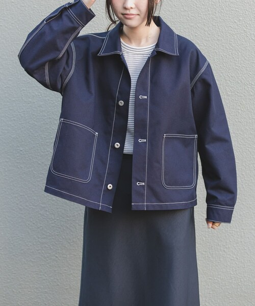 URBAN RESEARCH DOORS（アーバンリサーチドアーズ）の「FORK&SPOON　PEダックジャケット（カバーオール・レディース・NAVY/IVORY・1）」の2枚目の写真
