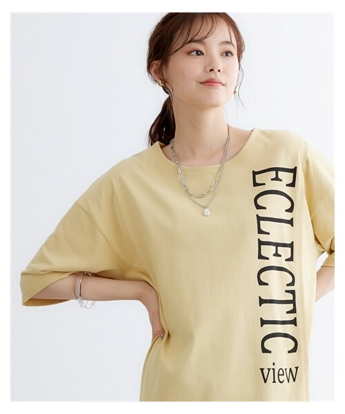 nissen（ニッセン）の「大きいサイズ　スリットデザインカットソーワンピース　miclat（ワンピース・レディース・スモークイエロー/チャコールグレー・L/LL/3L/4L/5L/6L/8L/10L）」の19枚目の写真