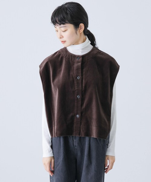 かぐれ（カグレ）の「コットンベルベット2WAYベスト（ベスト・レディース・GREGE/BROWN・Free）」の19枚目の写真