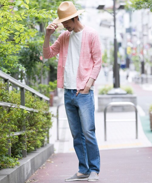 URBAN RESEARCH Sonny Label（アーバンリサーチサニーレーベル）の「リネンVネックカーディガン∴（カーディガン/ボレロ・メンズ・ピンク/オフ/ネイビー/チャコール・M/L）」の20枚目の写真