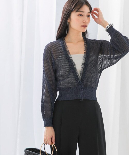 URBAN RESEARCH ROSSO（アーバンリサーチロッソ）の「柄編みフリンジカーディガン（カーディガン/ボレロ・レディース・navy/off/aqua・FREE）」の18枚目の写真