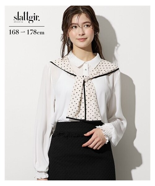 nissen（ニッセン）の「高身長　スカーフ付ブラウス（トールサイズ）（シャツ/ブラウス・レディース・オフホワイト系/黒系・MTT/LTT/LLTT/3LTT/4LTT/5LTT）」の13枚目の写真