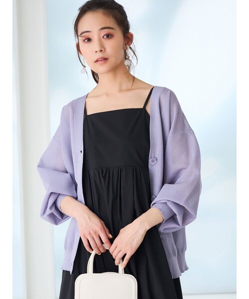 MERCURYDUO（マーキュリーデュオ）の「シアーミディカーディガン（カーディガン/ボレロ・レディース・オフホワイト/ライトグレー/ラベンダー・F）」の3枚目の写真