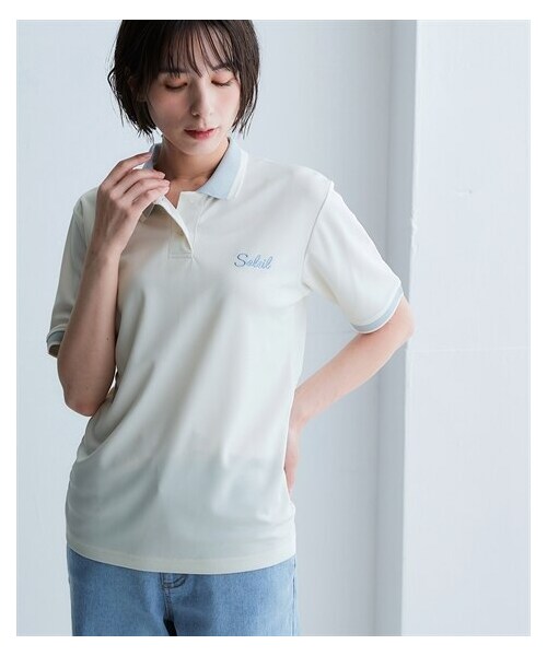 nissen（ニッセン）の「リブ衿刺しゅうポロシャツ（UVカット・吸汗速乾）＜大きいサイズ有＞（スポーツグッズ・メンズ・オフホワイト/ネイビー/サックス/イエロー※いつか色追加・S/M/L/LL/3L/4L/5L/6L）」の13枚目の写真