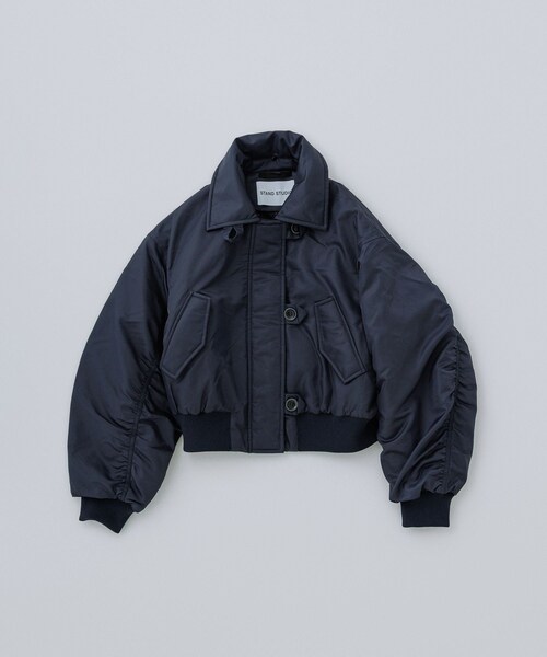 ADAM ET ROPE'(アダムエロペ)の「【STAND STUDIO(スタンド スタジオ)】Gem Jacket(MA-1・レディース・ネイビー/グリーン・36)」の11枚目の写真