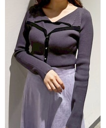 MERCURYDUO | ダブルカラーフェイクレイヤードリブニット(ニット/セーター)