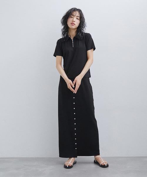 ADAM ET ROPE'(アダムエロペ)の「【agnes b. pour ADAM ET ROPE'】JUPE PRESSIONS LONG(スカート・レディース・ブラック/サックス・M)」の9枚目の写真