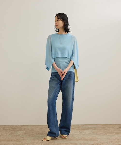 ROPE'（ロペ）の「【洗える】シアーフライスケープセットプルオーバー（Tシャツ/カットソー・レディース・ブラック/ホワイト/ブルー・F）」の7枚目の写真