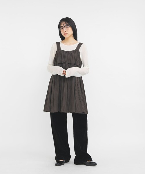 KBF（ケイビーエフ）の「タックドレープロンTEE（Tシャツ/カットソー・レディース・IVORY/PINK/BROWN/TOP GRAY・One）」の8枚目の写真