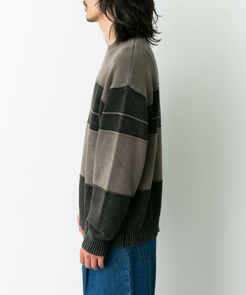 URBAN RESEARCH Sonny Label（アーバンリサーチサニーレーベル）の「ピグメントパネルボーダーニット（ニット/セーター・メンズ・ブラック/ネイビー・M/L）」の13枚目の写真