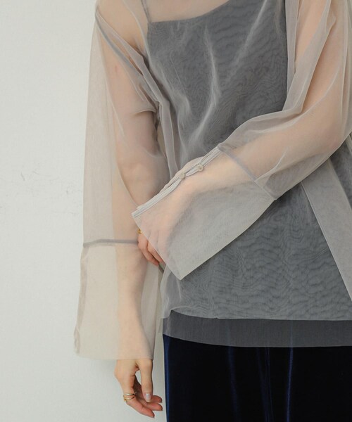 SENSE OF PLACE by URBAN RESEARCH(センスオブプレイスバイアーバンリサーチ)の「シアーチュールトップ(Tシャツ/カットソー・レディース・IVO×GRY/BEG×IVO/C.GRY×GRY/BLK×C.GRY・one)」の14枚目の写真