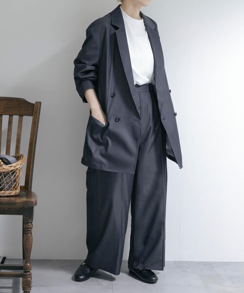 THE GOODLAND MARKET（ザグッドランドマーケット）の「『別注』MIDIUMISOLID×TGM　Double breasted jacket（テーラードジャケット・レディース・Blue/l.Beige/C.Gray・one）」の12枚目の写真
