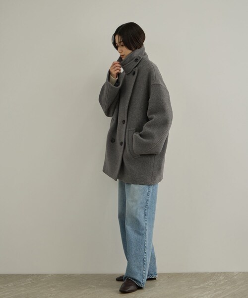 ADAM ET ROPE'(アダムエロペ)の「【WEB限定】FABRICA ダブルクロスPコート(ピーコート・レディース・グレー/ブラウン/カーキ/ネイビー・M/S)」の19枚目の写真