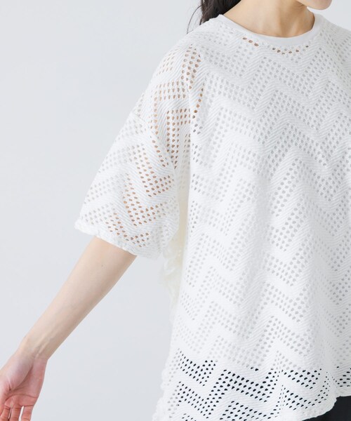 かぐれ(カグレ)の「unfil PATTERN MESH RUFFLED T-SHIRTS(Tシャツ/カットソー・レディース・OFF WHITE/BLACK・1)」の14枚目の写真