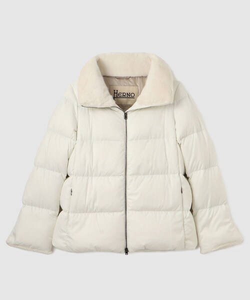 ROPE'（ロペ）の「【WEB限定/一部店舗限定】【HERNO(ヘルノ)】エコファーショート丈ダウンコート（ダウンジャケット/コート・レディース・ブラック/オフホワイト・M/S）」の7枚目の写真