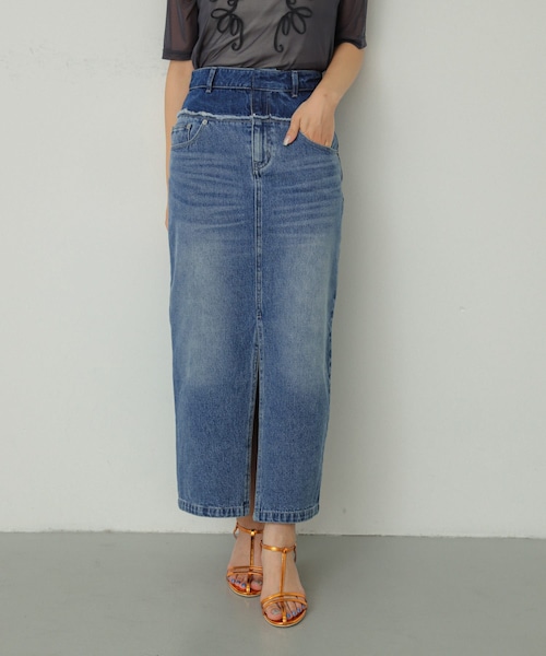 SENSE OF PLACE by URBAN RESEARCH(センスオブプレイスバイアーバンリサーチ)の「レイヤードデニムスカート(デニムスカート・レディース・ONE WASH/L.INDIGO・S/M)」の2枚目の写真