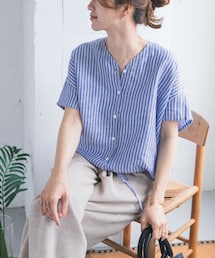 URBAN RESEARCH DOORS | リネンフレンチスリーブドロストブラウス(シャツ/ブラウス)