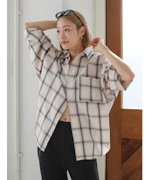 Ungrid | カットオフデザインチェックルーズシャツ(シャツ/ブラウス)